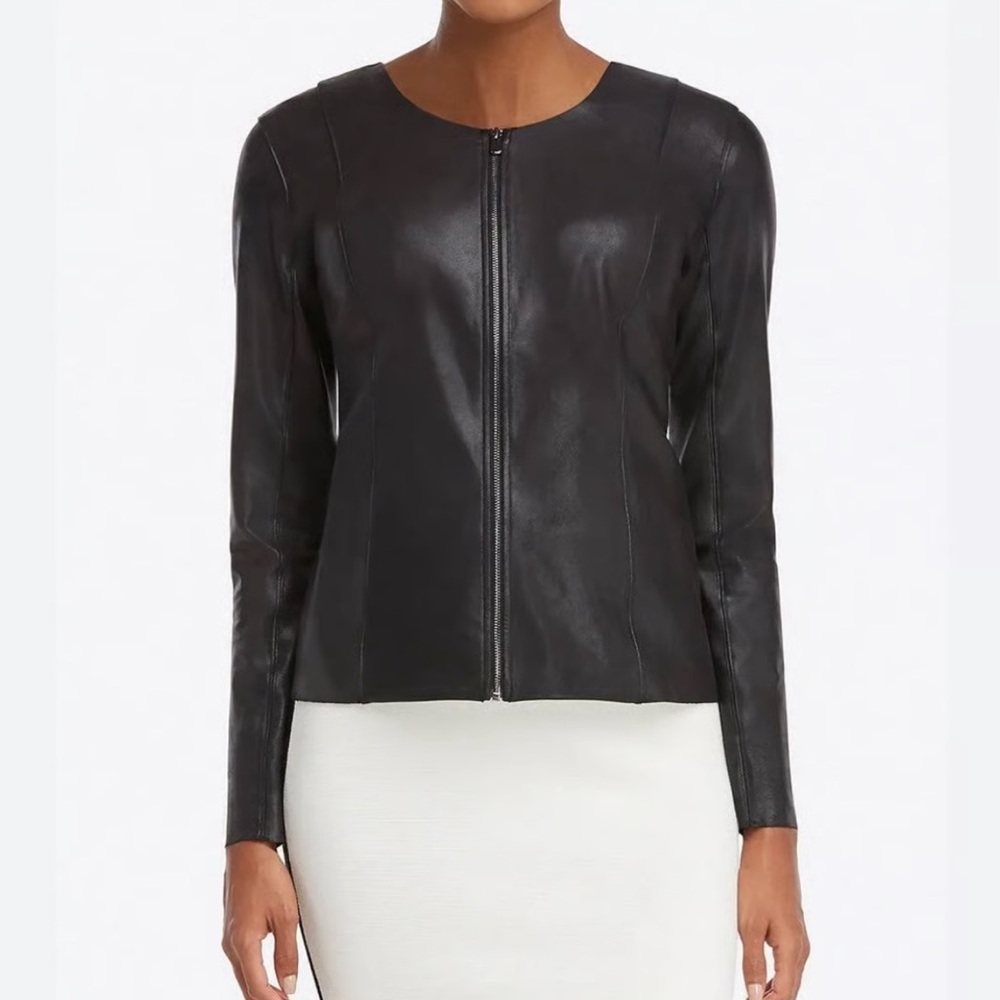 Spanx Faux‎ Leather Jacket Very Black 1X